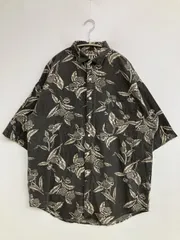 MTO INTERNATIONAL シャツ/ブラウス L ブラック コットン 花柄・ボタニカル柄 ミドル丈 半袖 レギュラーカラー メンズ