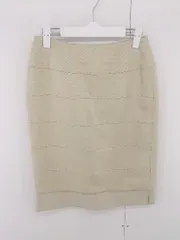 ◇ UNITED ARROWS 膝丈 異素材 切り替え スカート サイズ38 ベージュ系 レディース E  【1305160009900】