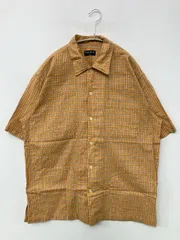 UNIQLO ユニクロ シャツ/ブラウス M オレンジ コットン チェック柄 ミドル丈 半袖 レギュラーカラー メンズ