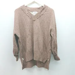 ◇ jeanasis 厚手 シンプル Vネック スリッド リブ ハイゲージ 長袖 セーター サイズF ブラウン レディース メンズ E  【1305180015707】