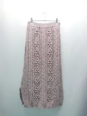 ◇ Crisp クリスプ 厚手 ケーブル スリッド ローゲージ ニット ロング丈 台形 スカート サイズF パープル レディース E  【1305180020916】のサムネイル
