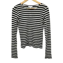agnes b(アニエスベー) 長袖Tシャツ サイズT1 レディース美品  - 白 クルーネック/ボーダー