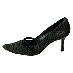 MANOLO BLAHNIK(마노로브라니쿠) 펌프스 레이디스 - 다크 그레이×흑 치조 격자