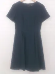 ◇ BEAMS LIGHTS ビームス ライツ シンプル 無地 ノーカラー 半袖 膝丈 ワンピース サイズ38 ネイビー レディース P  【1305240008519】のサムネイル