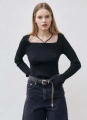 CLANE クラネ ARRANGE RIBBON KNIT TOPS ブラック - メルカリ