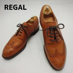 極美品 REGAL リーガル ドレスシューズ ウィングチップ メダリオン JX09 革靴 ビジネスシューズ 外羽根 レースアップシューズ 26cm ブラウン/薄茶のサムネイル
