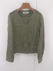 ◇ BEAUTY & YOUTH UNITED ARROWS ノーカラー ミリタリー 長袖 ジャケット サイズL カーキ レディース E  【中古】 【1305250010908】のサムネイル