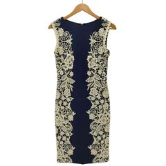 タダシショウジ TADASHI SHOJI 刺繍デザイン ノースリーブワンピース