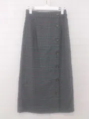 ◇ natural couture グレンチェック ラップ巻き ロング タイト スカート グレー ブラック レッド系 レディース E  【1305250020617】のサムネイル