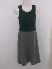 ◇ And Couture 大人かわいい 切替 ノースリーブ 膝下丈 ニット ワンピース サイズ38 ブラック ホワイト レディース E  【1306020015758】のサムネイル