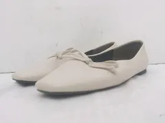 ◇ SESTO セスト スクエアトゥ リボン フラット パンプス シューズ サイズ23.0cm ライトベージュ系 レディース E  【1306050037003】