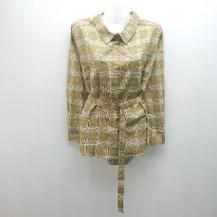 ◇ e hyphen world gallery peace チェック柄 ポリエステル100% カジュアル 長袖 シャツ サイズF イエロー系 レディース E  【1306050051320】
