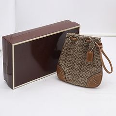 COACH ミニシグネチャー トートバッグ A4収納可 黒×茶 6621 - メルカリ