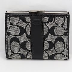 COACH グレー　ブラック 二つ折り財布　コンパクト　レザー　シグネチャー COACH コーチ 二つ折り財布 財布 シグネチャー ブラック グレー - メルカリ