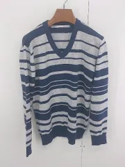 ◇ TETE HOMME テットオム ボーダー Vネック カジュアル 長袖 ニット カットソー サイズ 5 ネイビー グレー メンズ P  【1306120024162】のサムネイル