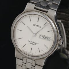 稼働品 カシオ BESIDE 10気圧防水 シルバー クオーツ メンズ - メルカリ