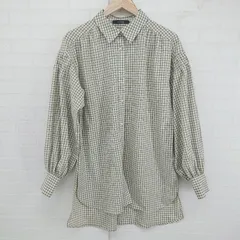 ◇ w closet ダブルクローゼット チェック 長袖 ミニ シャツ ワンピース サイズF ホワイト系 グリーン系 レディース P  【1306140002799】のサムネイル