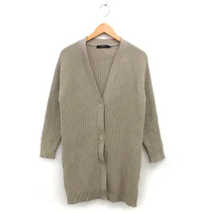アズールバイマウジー AZUL by moussy ラグランスリーブ ロング カーディガン ニット リブ Vネック ゆったり M グレージュ /NT32