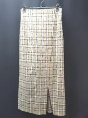 ◇ mystywoman ミスティウーマン チェック柄 デザインオシャレ ロング丈 フレア スカート サイズF ベージュ系 レディース E  【1306140013573】のサムネイル