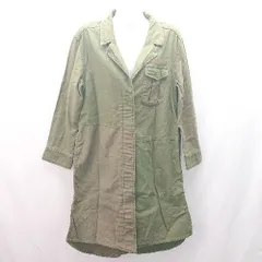 ◇ BACK NUMBER バックナンバー 裏地なし ２配色 フロントボタン ロング丈 長袖 コート サイズL カーキ レディース E  【1306190000363】のサムネイル