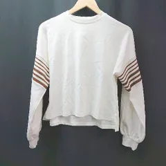 ◇ ITEMS URBAN RESEARCH クルーネック ボーダー柄 シンプル オシャレ 長袖 カットソー サイズF クリーム系 レディース E  【1306190026776】