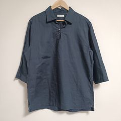 訳あり未使用】日本製g-stage涼感リネンルックかぶり7分シャツ46 