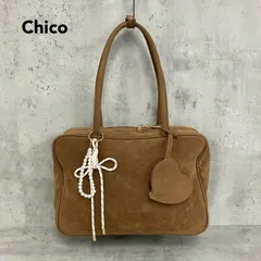 Chico チコ チャーム付きスクエアボストンバッグ ハンドバッグ トートバッグ 鞄 肩掛け かばん 手提げ カバン パール ハート チャーム ロゴ 型押し スエード調 スウェード調 マチあり ブラウン 茶色 シンプル かわいい ガーリー ★ ■■のサムネイル