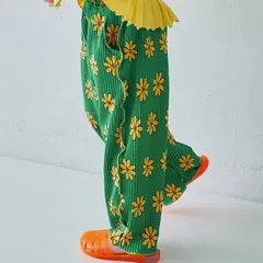 【新作】p.premier さらさら涼しいエアリープリーツ総柄ワイドパンツ 80㎝～120㎝ グリーン 子供服 キッズ 長ズボン P320016