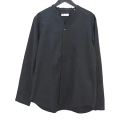 タケオキクチ TAKEO KIKUCHI 長袖 シャツ M 黒系ブラック スキッパー 隠しボタン ラウンドヘムのサムネイル