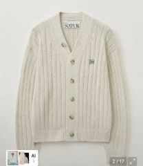 SATUR ニットカーディガン 長袖 アイボリー - メルカリ