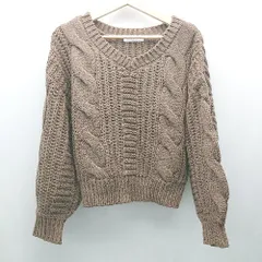 ◇ RETORO GIRL レトロガール Vネック 厚手 秋冬 アランセーター　長袖 ニット サイズM ワインレッド レディース E  【1307040037935】