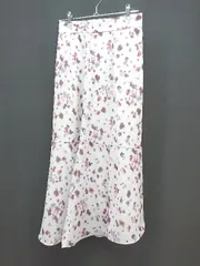 ◇ PUROPORTION 花柄 シフォン フェミニン かわいい ロング丈 フレア スカート サイズS ホワイト/レッド レディース E  【1307040044063】