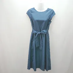 ◇ UNITED ARROWS LTD コンシールファスナー キレイめ シンプル 無地 ひざ丈 ワンピース サイズ36 ブルー レディース E  【1307120016782】