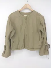 ◇ BEAMS HEART ノーカラー デザインスリーブ ジップアップ 長袖 ジャケット ベージュ レディース P  【1307150001864】のサムネイル