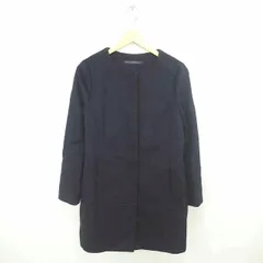 グリーンレーベルリラクシング ユナイテッドアローズ green label relaxing コート アウター ノーカラー ミドル ウール 比翼仕立て 38 ネイビー 紺 /TT17