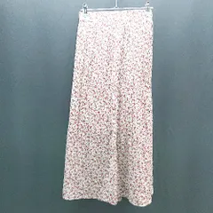 ◇ ◎ merlot メルロー ウエストゴム 花柄 ガーリー ロング丈 フレア スカート サイズF ベージュ/レッド レディース E  【1307210010126】のサムネイル