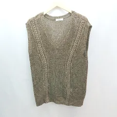 ◇ niko and … ニコアンド Vネック ケーブル 薄手 透け感 シンプル ノースリーブ ベスト サイズF ブラウン レディース E  【1307210020859】