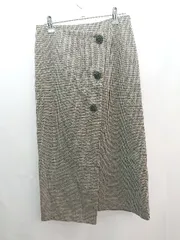 ◇ ◎ ●未使用● unrelish 千鳥格子 ラップ 巻き ガーリー ロング丈 タイト スカート サイズM ブラウン レディース E  【1307210021955】