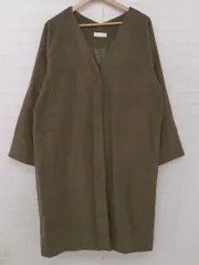 ◇ rectangle 大人女子 シンプル 無地 Vネック 長袖 ノーカラー コート サイズF ブラウン系 レディース P  【1307250013330】