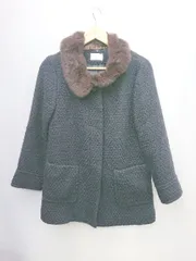 ◇ le.coeur blanc ルクールブラン ラビットファー 2WAY 長袖 コート ジャケット サイズ38 ネイビー ブラウン レディース P  【1307250029843】のサムネイル