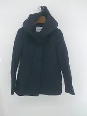 ◇ green label relaxing UNITED ARROWS シンプル 無地 ウール混 長袖 フード コート サイズ36 ネイビー レディース E  【1307250033864】のサムネイル