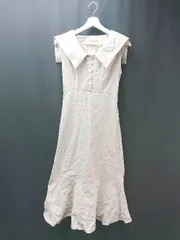 ◇ MAJESTIC LEGON ウエストゴム ボタン 裏地 シンプル ノースリーブ ひざ丈 ワンピース サイズM ベージュ レディース E  【1307260041361】のサムネイル