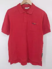 ◇ ellesse エレッセ カジュアル シンプル 無地 ロゴ刺繍 半袖 ポロシャツ サイズL レッド系 メンズ P  【1308040016883】のサムネイル