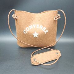 ◇ CONVERSE 少量サイズ マグネットボタン 軽量 シンプル ブランドロゴ ショルダーバッグ ブラウン レディース E 【1308160012673】