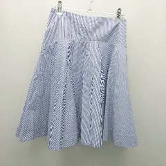 ◇ Loungedress バックファスナー シャツ素材 カジュアル 膝丈 フレア スカート 表記なし ブルー ホワイト レディース E  【1308160044667】のサムネイル