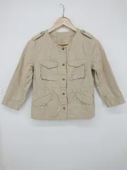 ◇ Spick & Span カジュアル 金ボタン 大人女子 長袖 ノーカラー ジャケット サイズ36 ベージュ レディース P  【1308160074404】のサムネイル