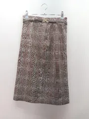◇ ◎ JUSGLITTY バックファスナー チェック柄 フェミニン 膝丈 フレア スカート サイズ2 ブラウン レディース E  【1308290001417】のサムネイル