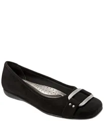 トロッターズ レディース シューズ パンプスエード Trottersizzle Signature Suede Buckle Hardware Ballet Flats Black Suede ブラック