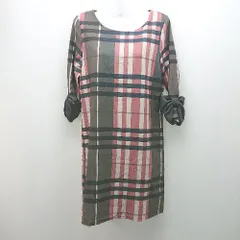◇ tocco closet チェック柄 裏地あり 長袖 ミニ丈 ワンピース 表記なし チャコールグレー/ピンク レディース E  【1308290007327】