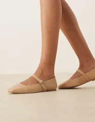 エイソス レディース シューズ パンプス ASOS DESIGN Lottie mary jane ballet flats BEIGE ベージュのサムネイル